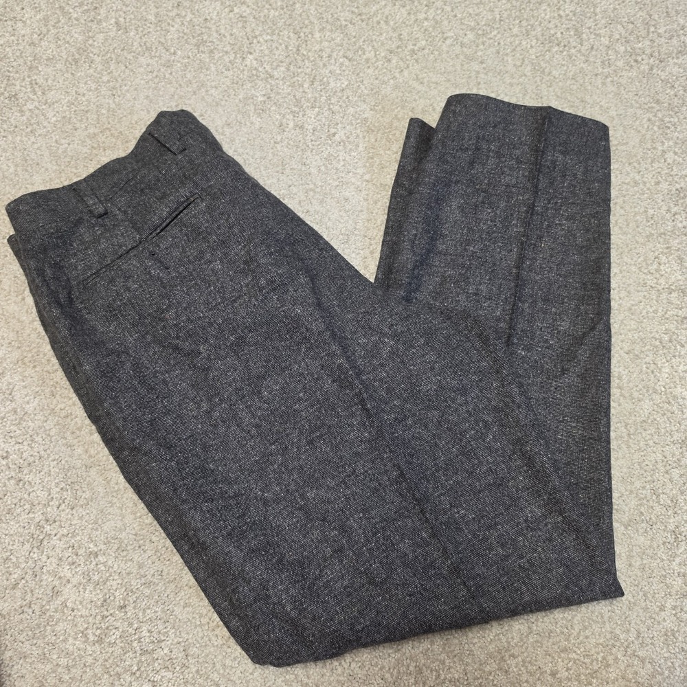 SuitSupply Sienna Int Wool Dress Pants Trousers Gray Textured Flat Front 36x28